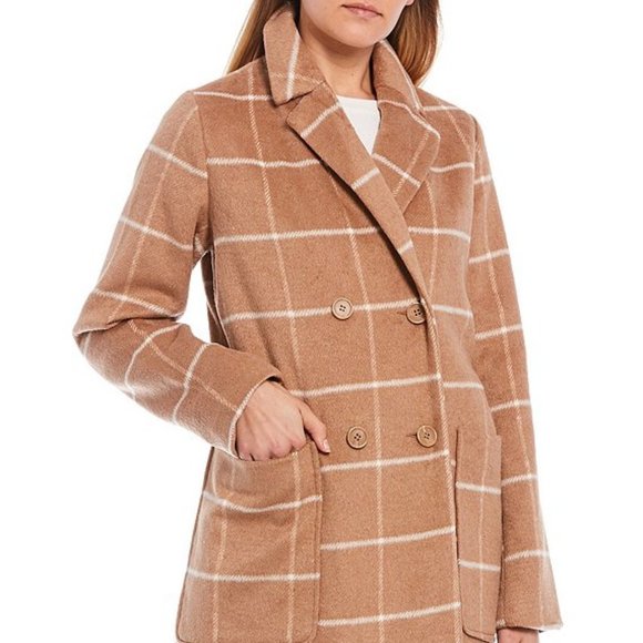 Copper Key Jackets & Blazers - Copper Key Double Breasted Plaid Topper Coat
